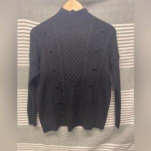 J. Crew Black Cable Knit Cowl Neck‎ Sweater Size XS